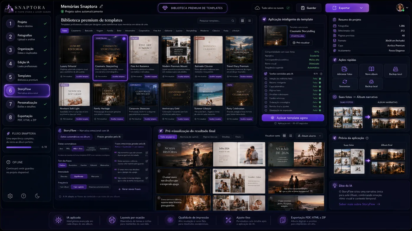 StoryFlow com datas e frases de inteligência artificial
